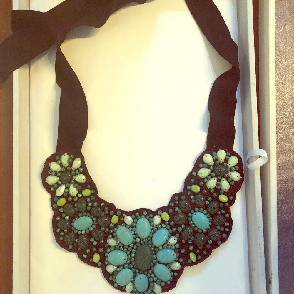 Leather Turquoise tie necklace